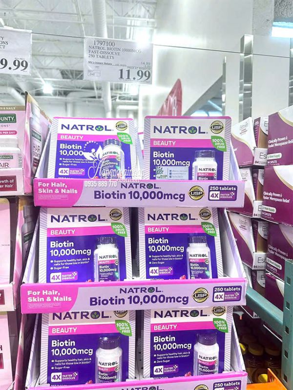 ​    Viên ngậm mọc tóc Natrol Beauty Biotin 10000mcg 250 Tablets 90