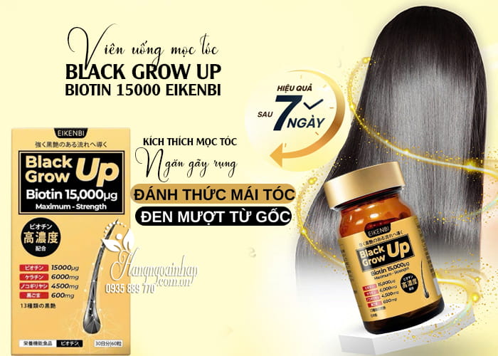 Viên uống mọc tóc Black Grow Up Biotin 15000 Eikenbi 60 viên 23