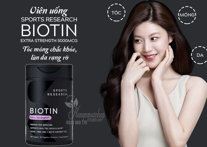 Viên uống Sports Research Biotin Extra Strength 5000mcg của Mỹ 12