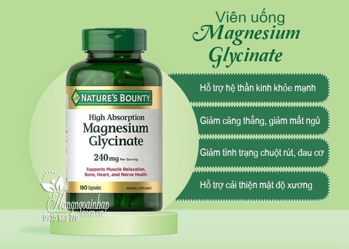 Viên uống Magnesium Glycinate Nature’s Bounty 240mg của Mỹ 6