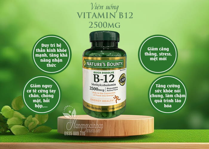 Viên uống Vitamin B12 2500mg Nature’s Bounty 300 viên Mỹ 67