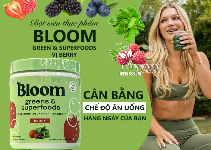 Bột siêu thực phẩm Bloom Green & Superfoods vị Berry của Mỹ  23