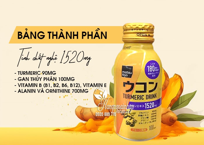 Nước uống nghệ Turmeric Drink 1520mg Matsukiyo Nhật Bản 7