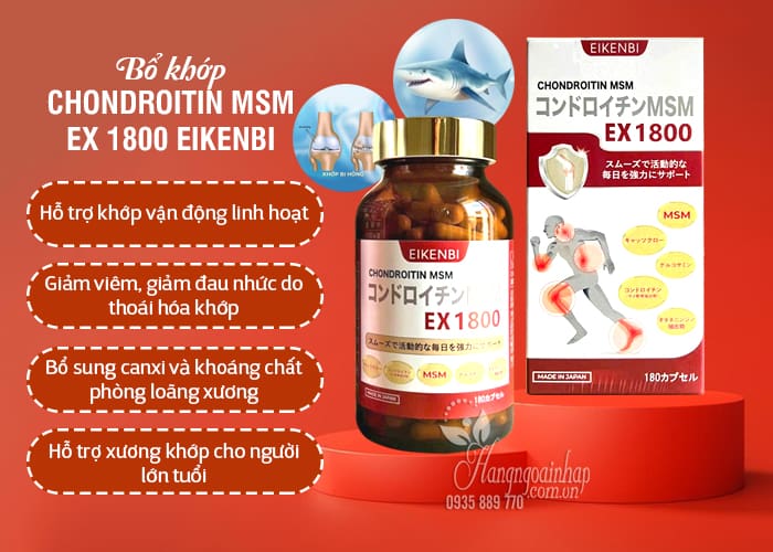 Bổ khớp Chondroitin MSM EX 1800 Eikenbi của Nhật Bản  6