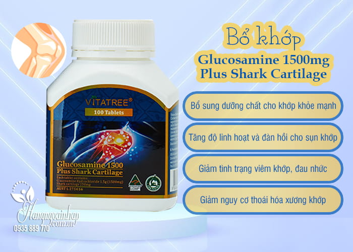 Bổ khớp Vitatree Glucosamine 1500 Plus Shark Cartilage Úc 45