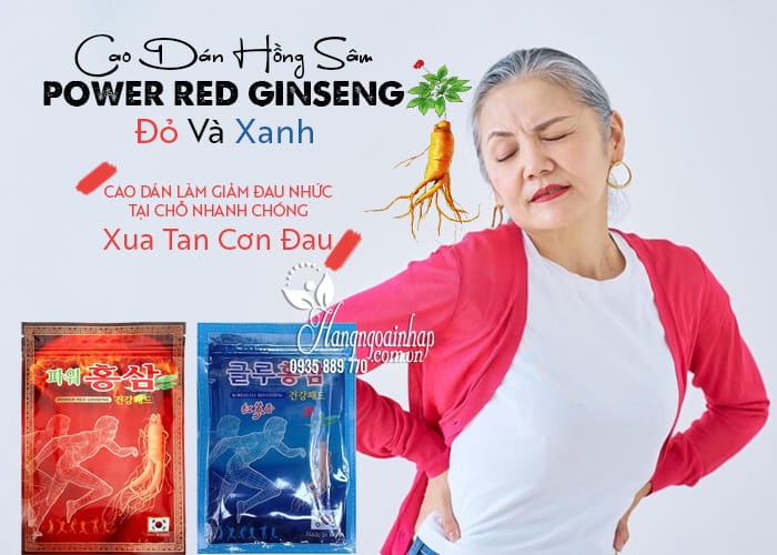 Cao dán hồng sâm Hàn Quốc gói 20 miếng màu xanh và đỏ 12