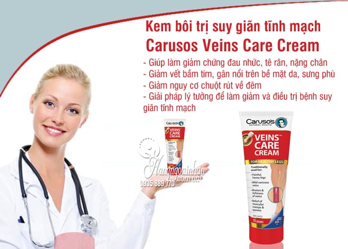 Kem bôi trị suy giãn tĩnh mạch Carusos Veins Care Cream 75g 1