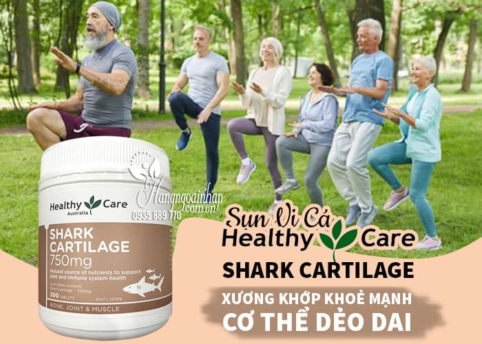 Sụn vi cá Healthy Care Shark Cartilage 750mg 200 viên của Úc 12