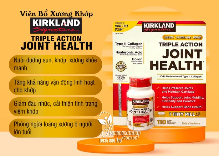 Viên bổ xương khớp Kirkland Triple Action Joint Health 110v 34