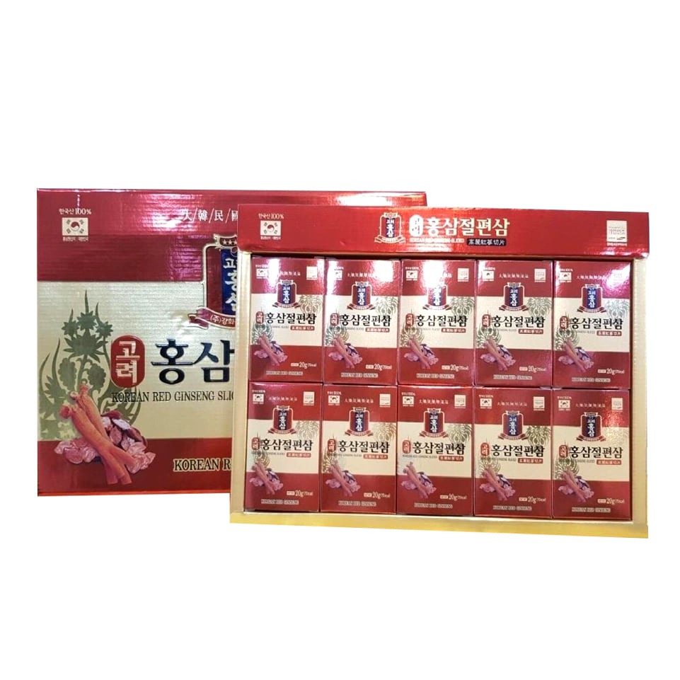 Hồng sâm lát tẩm mật ong Korean Red Ginseng Sliced 20g x 10 hộp