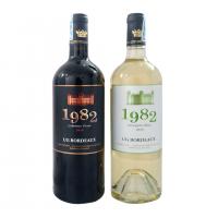 Set 2 chai rượu vang đỏ, trắng 1982 Bordeaux 2018 ...