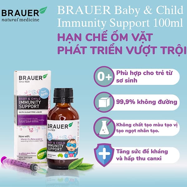 Siro tăng đề kháng Brauer Immunity Support 100ml giá tốt