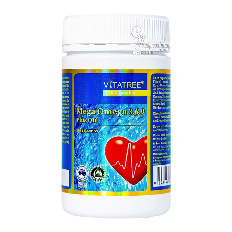 Viên uống Mega Omega 3 6 9 Plus Q10 Vitatree của Úc