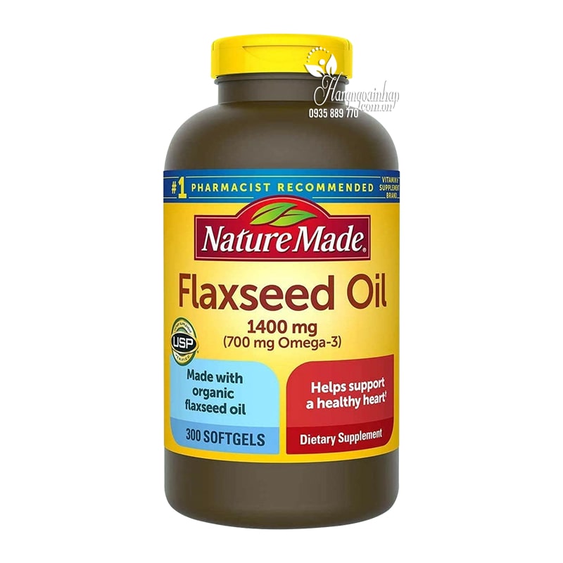 Dầu hạt lanh Omega 3 6 9 Flaxseed Oil Nature Made 1400mg