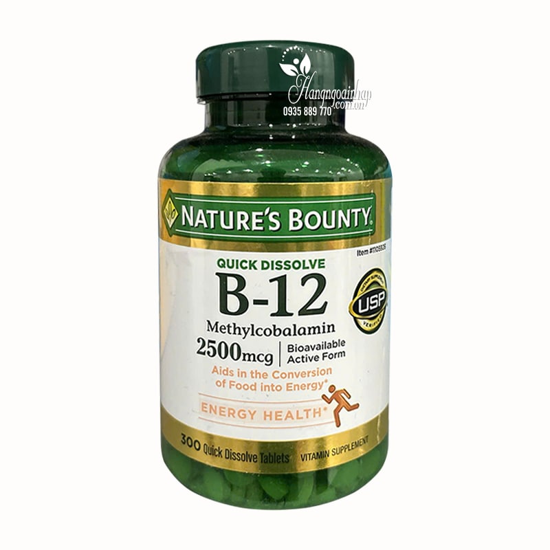 Viên uống Vitamin B12 2500mg Nature’s Bounty 300 viên Mỹ