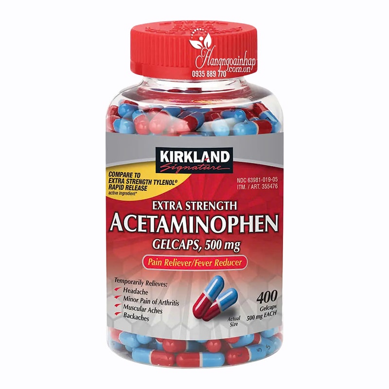 Thuốc giảm đau Kirkland Extra Strength Acetaminophen 500mg