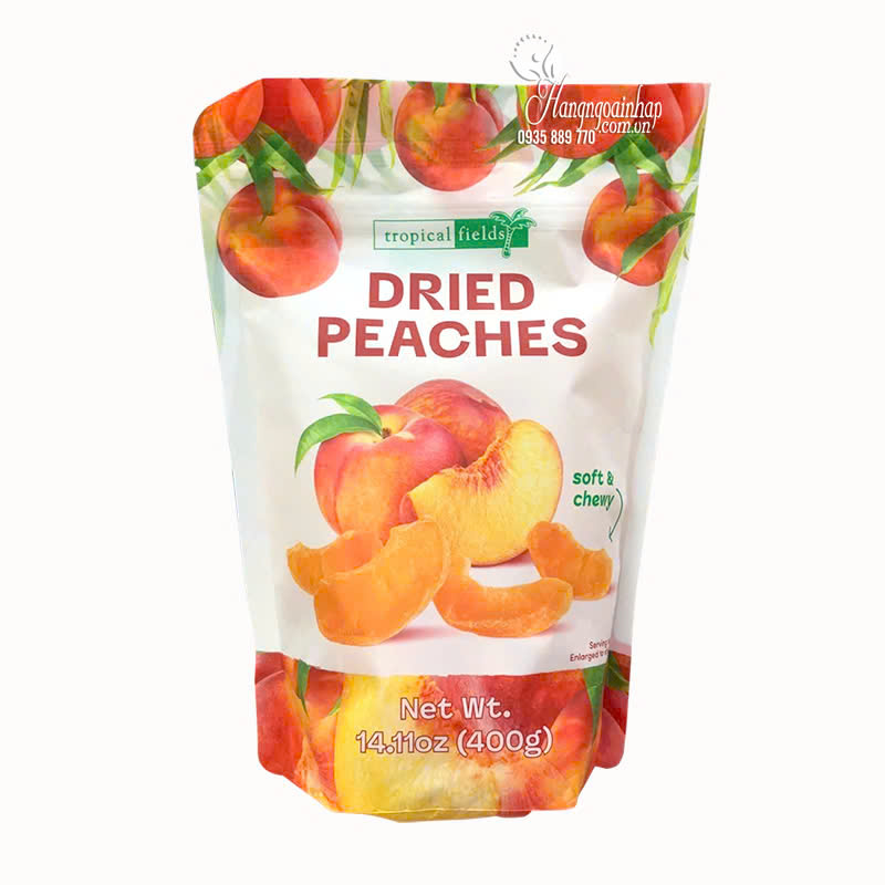 Đào sấy dẻo Dried Peaches 400g Tropical Fields của Mỹ