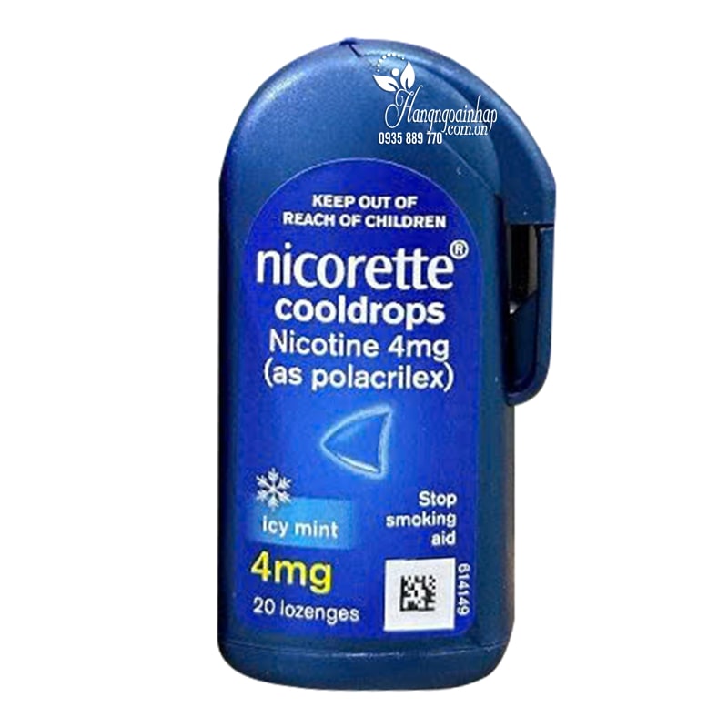 Kẹo ngậm cai thuốc lá Nicorette Cooldrops Nicotine 4mg của Úc