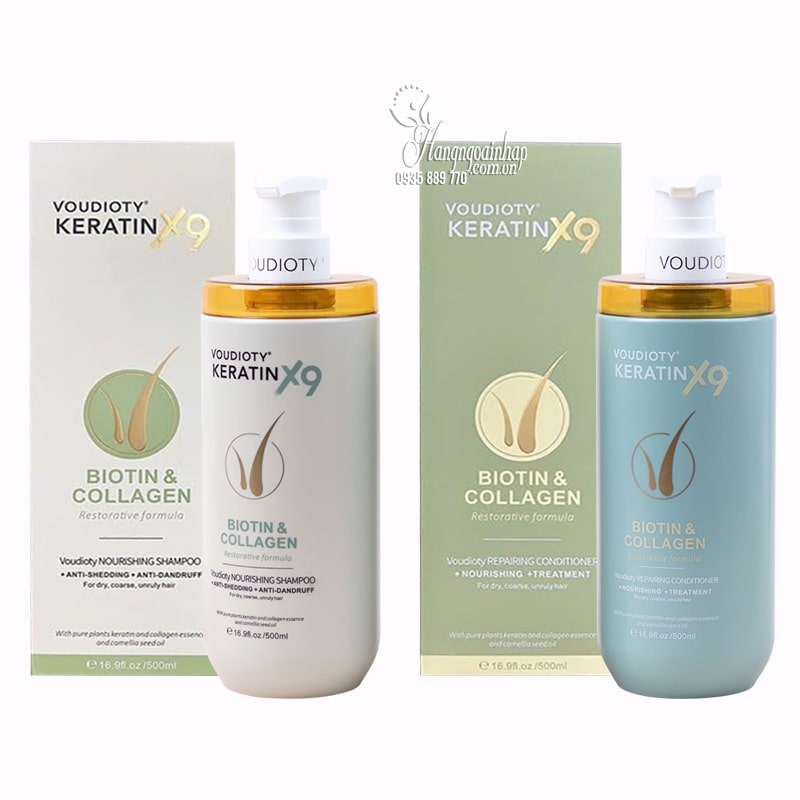 Set dầu gội xả Voudioty Keratin X9 Biotin & Collagen của Ý