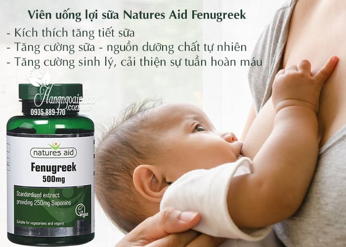 Viên uống lợi sữa Natures Aid Fenugreek 500mg hộp 90 viên 4