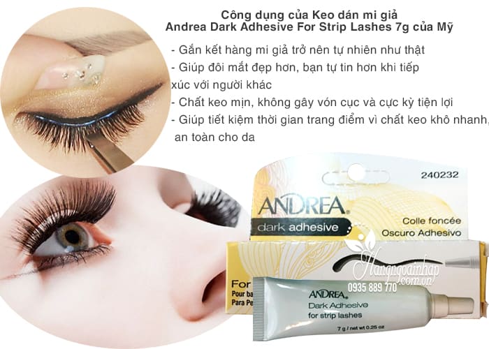 Keo dán mi giả Andrea Dark Adhesive For Strip Lashes 7g-hàng Mỹ