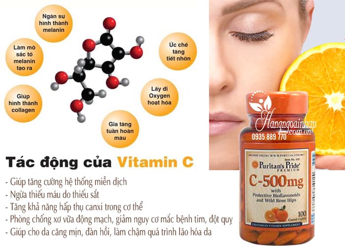 Viên uống Vitamin C 500mg Puritans Pride 100 viên của Mỹ 3